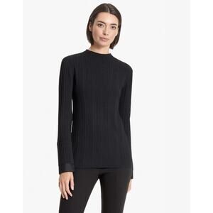 MM Lafleur The Emiko Top Long Sleeve Ribbed Knit Black Cuffed Small